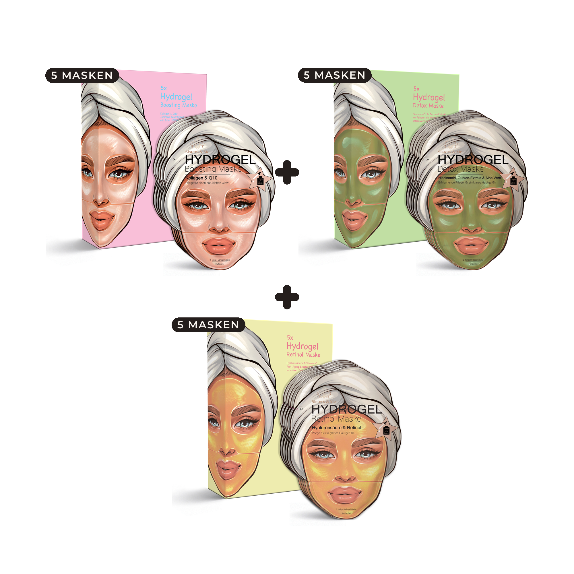 Masken Trio – Boosting, Detox & Retinol (15 Masken)