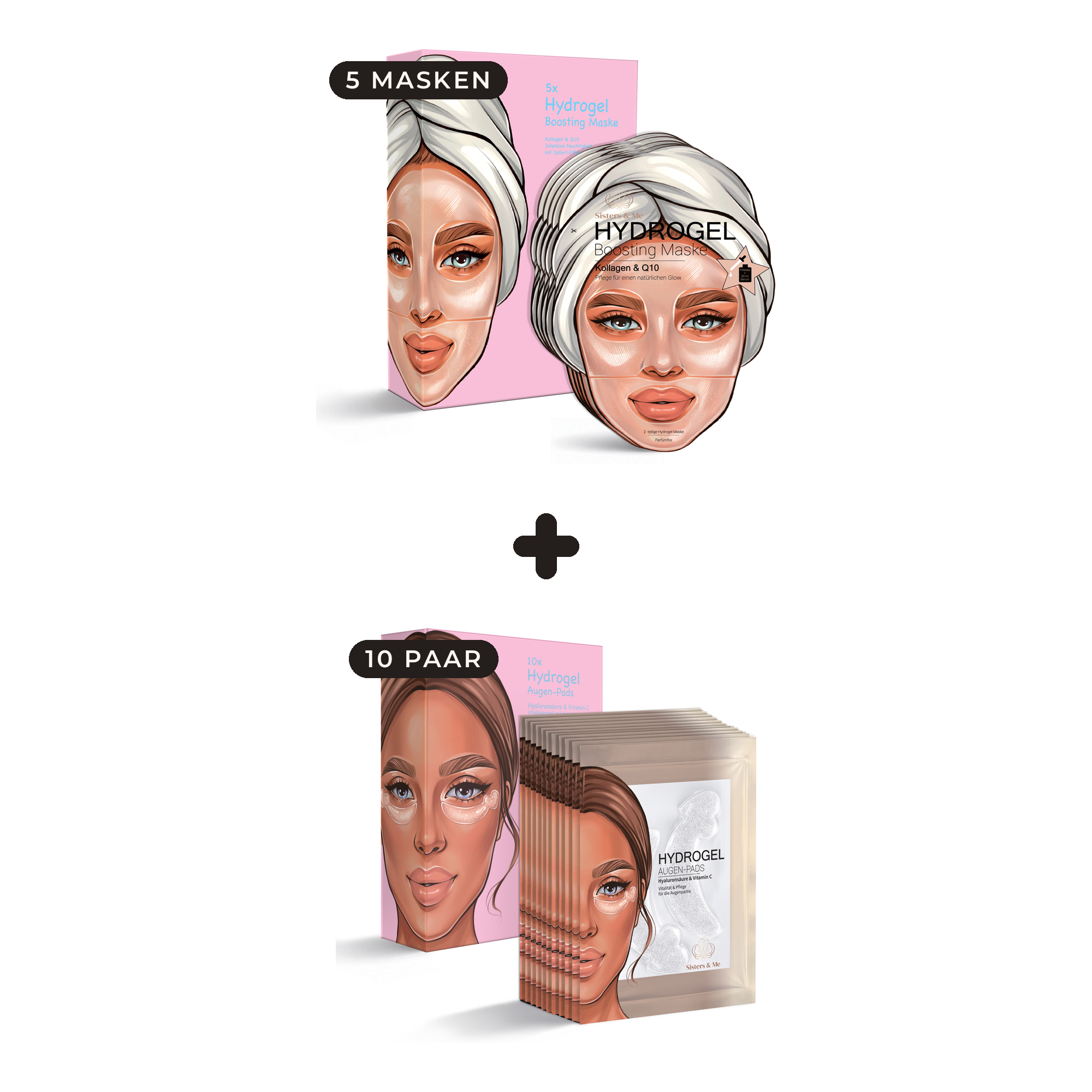 Boosting Glow Bundle – 5× Hydrogel Maske + 10× Augen-Pads