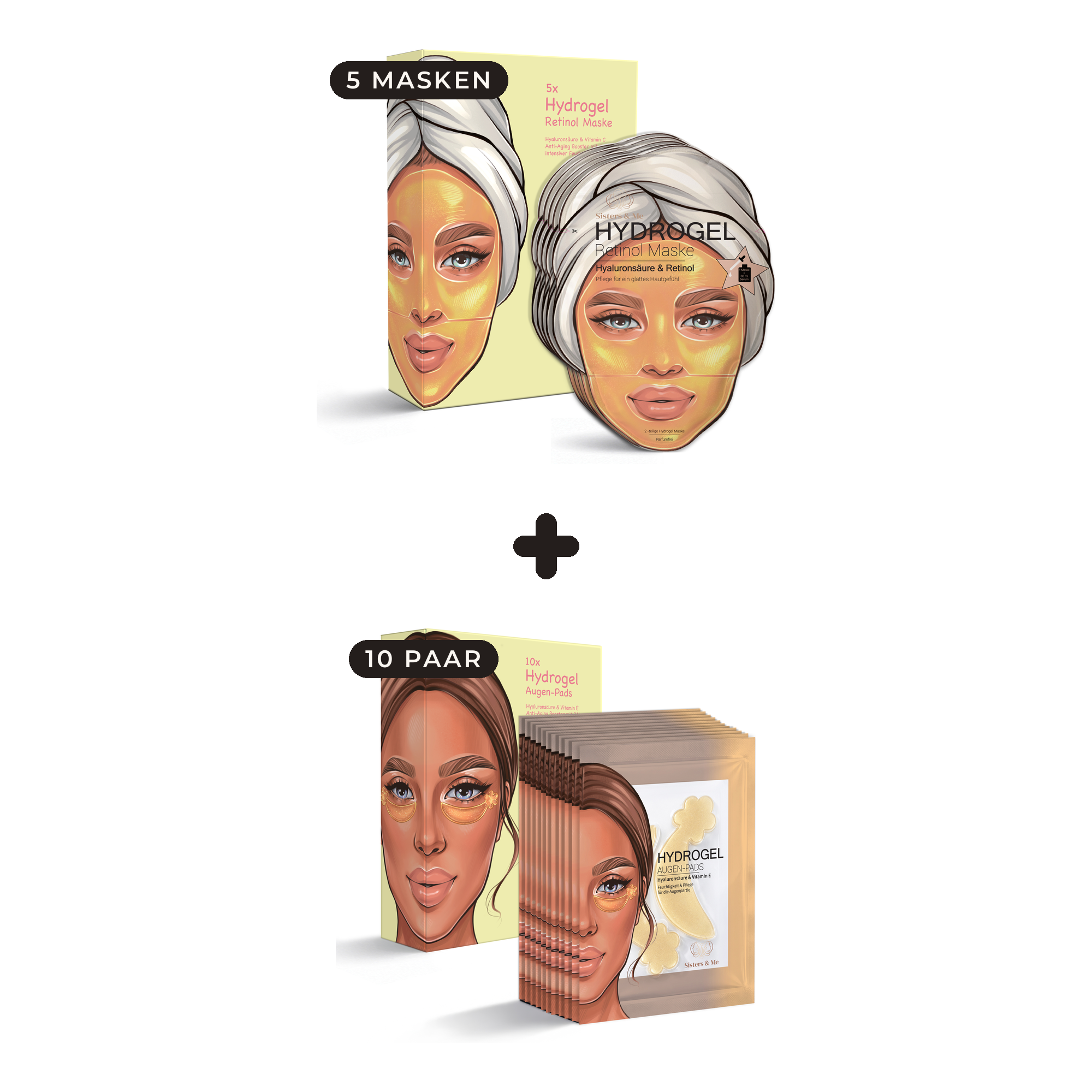 Retinol Glow Bundle – 5× Hydrogel Maske + 10× Augen-Pads
